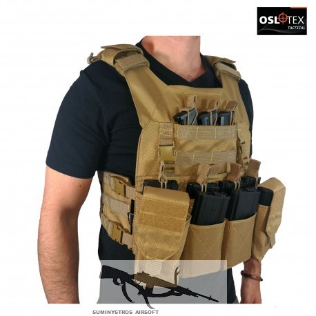 OSLOTEX Chaleco Combo JAK + Utility Coyote 1000D - Suministros Airsoft
